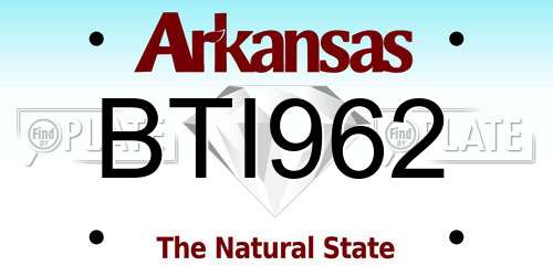 BTI962 Arkansas License Plate