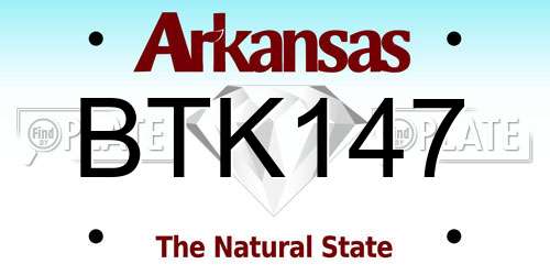 BTK147 Arkansas License Plate