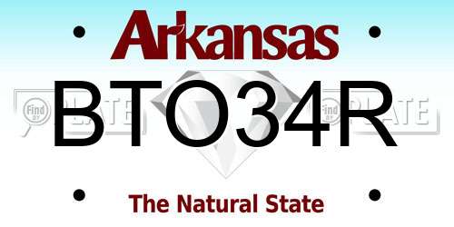 BTO34R Arkansas License Plate