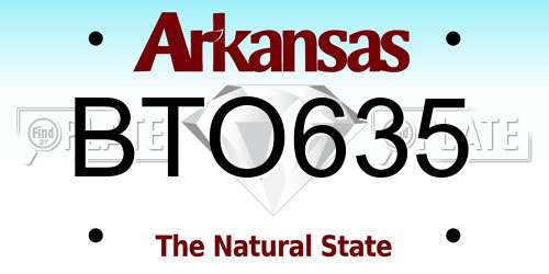 BTO635 Arkansas License Plate