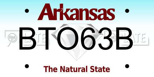BTO63B Arkansas License Plate