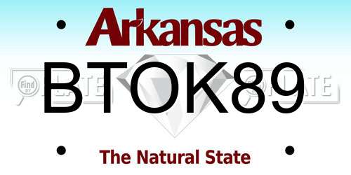 BTOK89 Arkansas License Plate