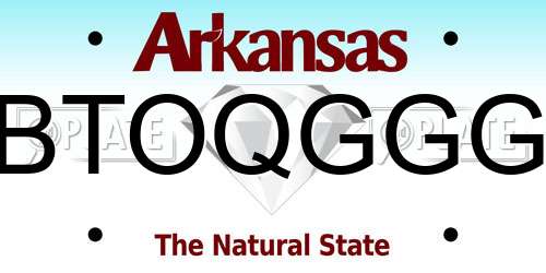 BTOQGGG Arkansas License Plate