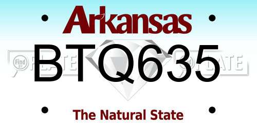 BTQ635 Arkansas License Plate