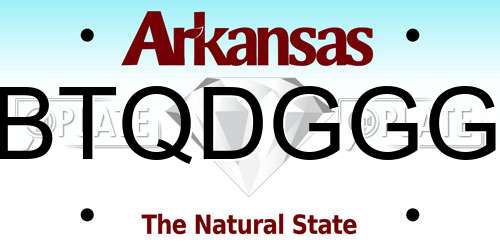BTQDGGG Arkansas License Plate