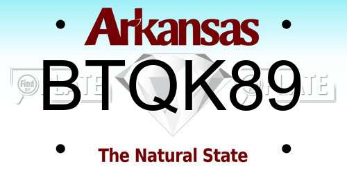 BTQK89 Arkansas License Plate
