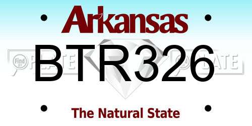 BTR326 Arkansas License Plate