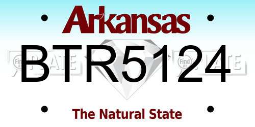 BTR5124 Arkansas License Plate
