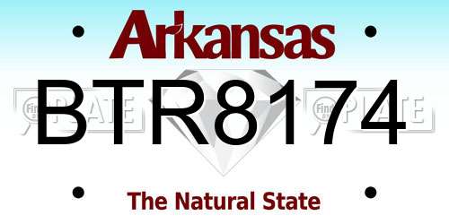BTR8174 Arkansas License Plate