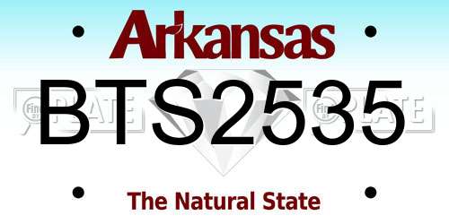 BTS2535 Arkansas License Plate