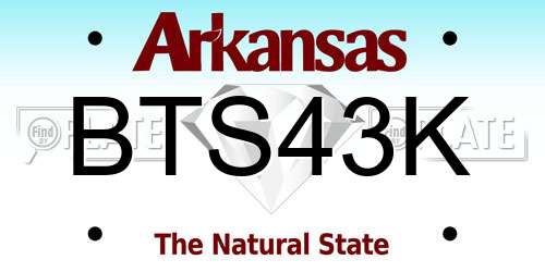 BTS43K Arkansas License Plate