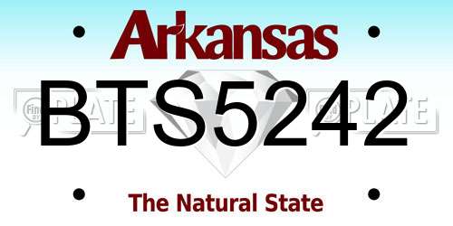 BTS5242 Arkansas License Plate