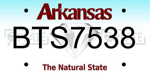BTS7538 Arkansas License Plate