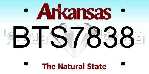 BTS7838 Arkansas License Plate