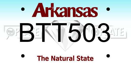 BTT503 Arkansas License Plate