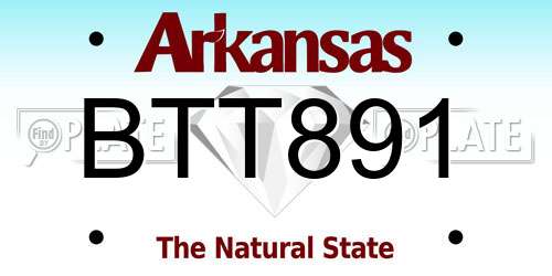 BTT891 Arkansas License Plate