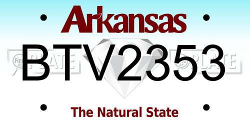 BTV2353 Arkansas License Plate