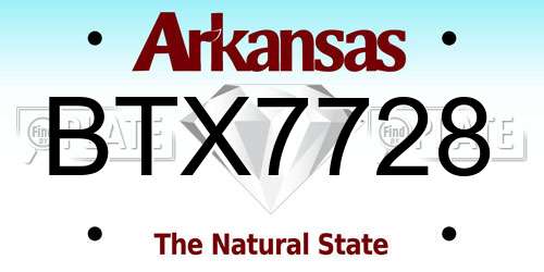 BTX7728 Arkansas License Plate