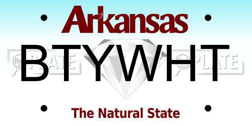 BTYWHT Arkansas License Plate