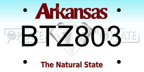 BTZ803 Arkansas License Plate