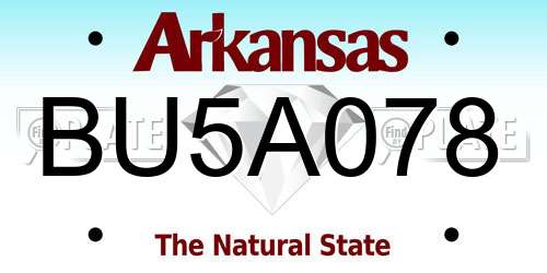 BU5A078 Arkansas License Plate