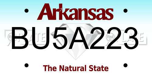 BU5A223 Arkansas License Plate