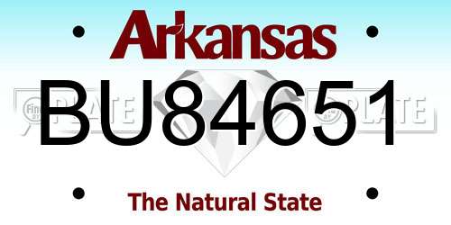 BU84651 Arkansas License Plate