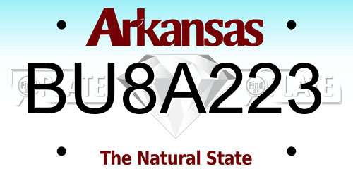 BU8A223 Arkansas License Plate
