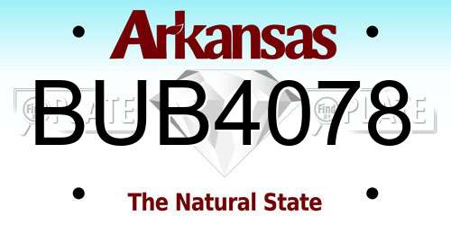 BUB4078 Arkansas License Plate