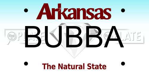 BUBBA Arkansas License Plate
