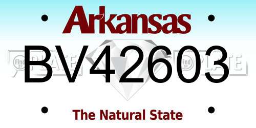 BV42603 Arkansas License Plate
