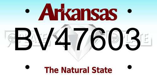 BV47603 Arkansas License Plate