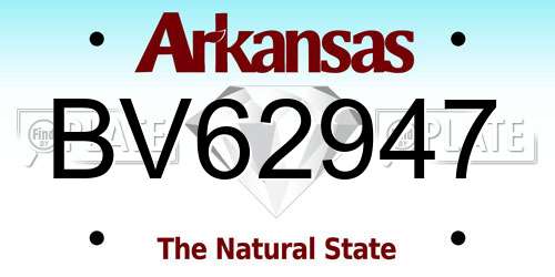 BV62947 Arkansas License Plate