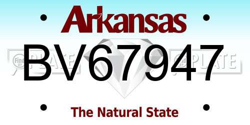 BV67947 Arkansas License Plate