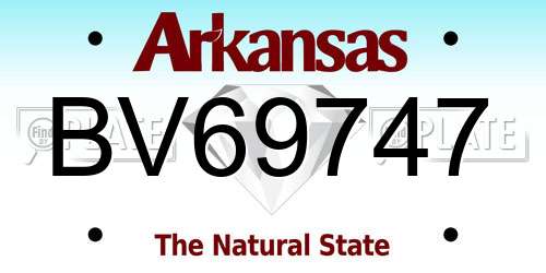 BV69747 Arkansas License Plate