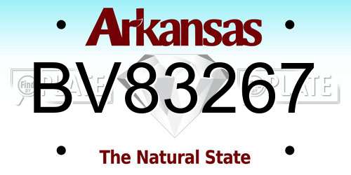 BV83267 Arkansas License Plate