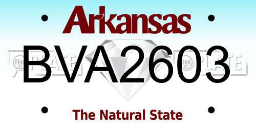 BVA2603 Arkansas License Plate