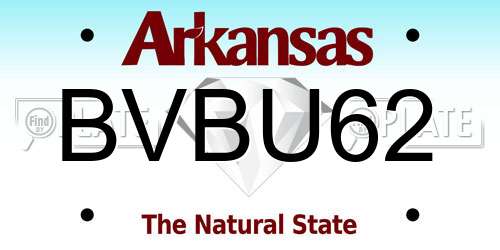 BVBU62 Arkansas License Plate