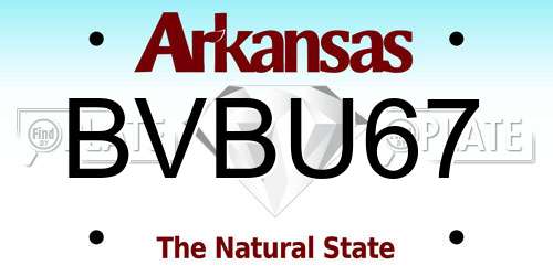 BVBU67 Arkansas License Plate