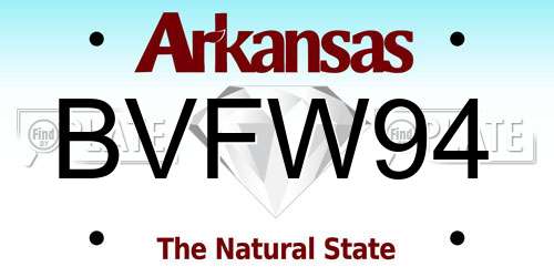 BVFW94 Arkansas License Plate