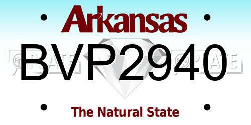 BVP2940 Arkansas License Plate