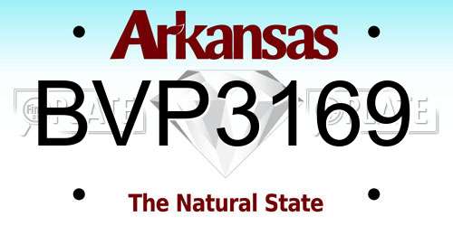 BVP3169 Arkansas License Plate