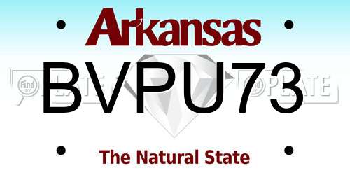 BVPU73 Arkansas License Plate