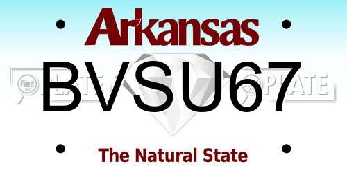 BVSU67 Arkansas License Plate