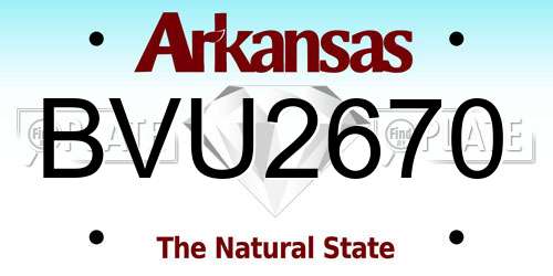 BVU2670 Arkansas License Plate