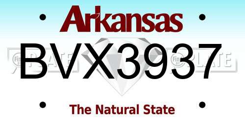 BVX3937 Arkansas License Plate