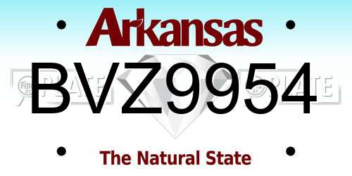 BVZ9954 Arkansas License Plate