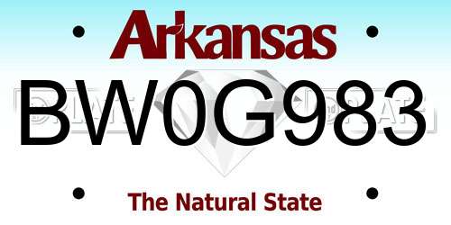 BW0G983 Arkansas License Plate