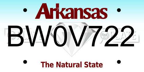 BW0V722 Arkansas License Plate