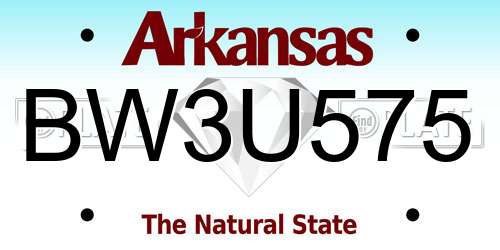 BW3U575 Arkansas License Plate